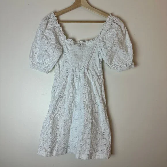 GAP White Eyelet Puffy Sleeve Mini Dress - Picture 3 of 8
